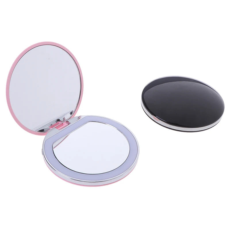 L131 Travel Portable Lighting Magnifying Mirror New Foldable LED Light Mini Makeup Mirror Compact Cosmetic Mirror