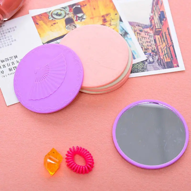 TSHOU719 Creative Cartoon Embossed Round Mini Pocket Makeup Mirror Single Side Compact Cosmetic Tool Travel Portable