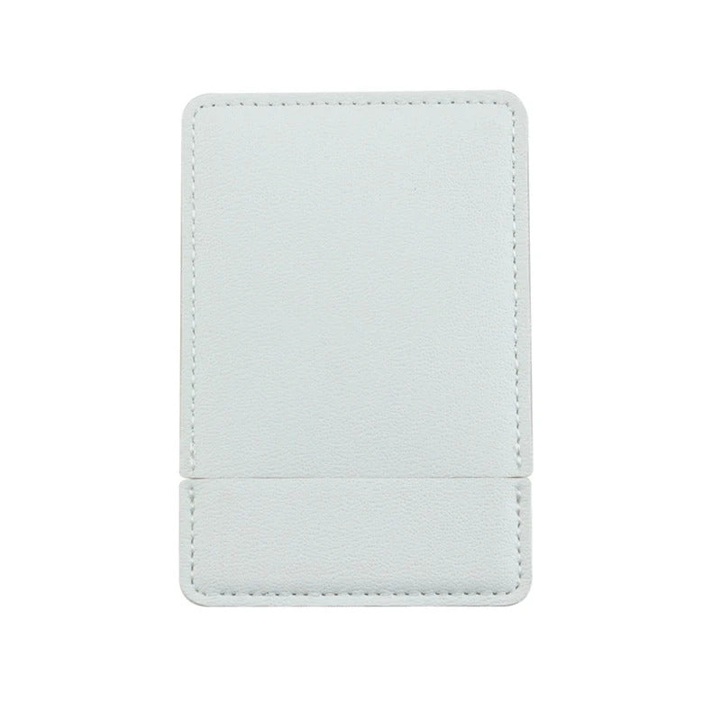 DA77 Ultra-thin Cosmetic Mirror Stainless Steel Shatter-Proof Portable PU Leather Sleeve Pocket Card Mirror Makeup