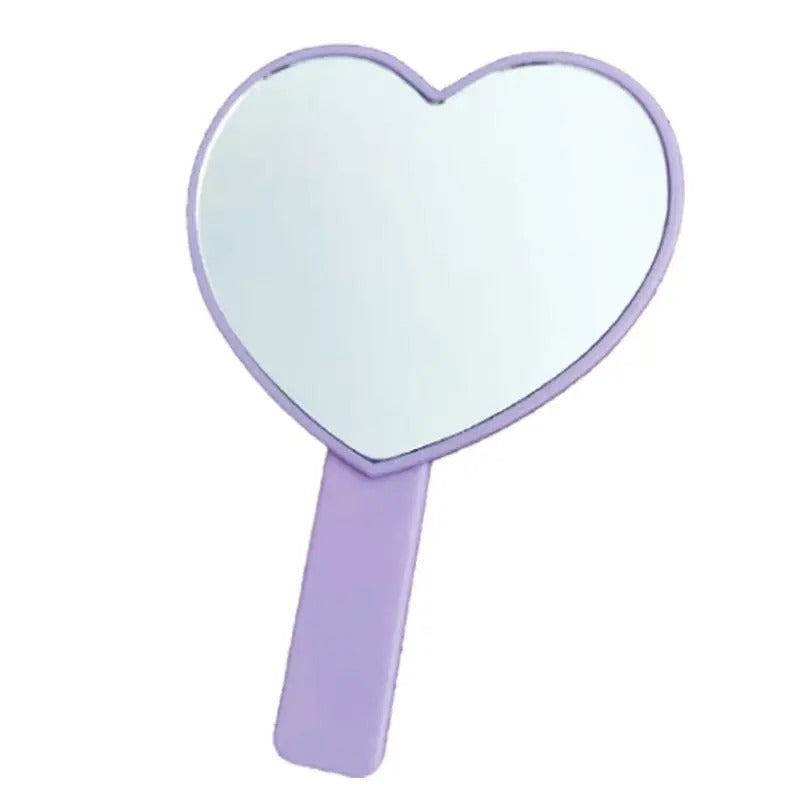 L189 Portable Heart-Shaped Handheld Mirror with Handle Candy Color Cosmetic Tools U2JD