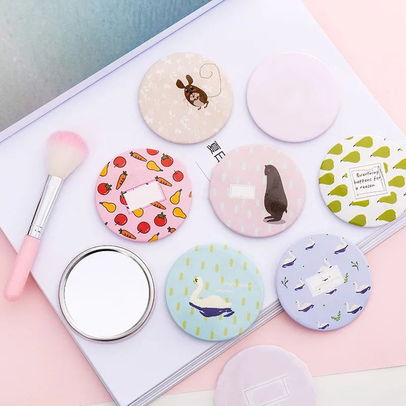 TSHOU927 Cartoon Anti-fall Portable Small Round Mirror Cute Girls Makeup Mirror Pocket Mirror Cosmetic Compact Mirrors