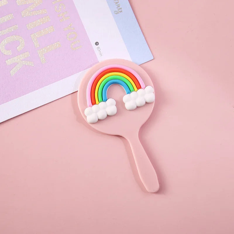 CASHOU58 Cute Mini Handheld Cosmetic Mirror Dressing Salon Barbers Beauty Hair Hairdressers Cartoon Decorative Mirror