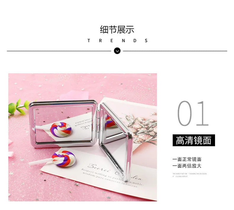 CX722 Hand Mirror Double-sided Mirror Quicksand Sequins Portable Makeup Mirror Travel Size Creative Design Cute Gift for