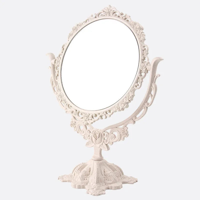 CX189 Desktop Makeup Mirror EU Style Rose Decor Beauty Tool Round Oval Heart Shape Makeup Mirror Rotatable Gothic Mirror
