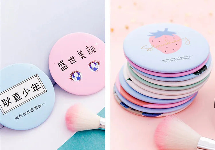 TSHOU855 Multi Styles Round Makeup Mirror Cartoon Pattern Portable Compact Pocket Women Girl Cosmetic Small Compact Mirrors