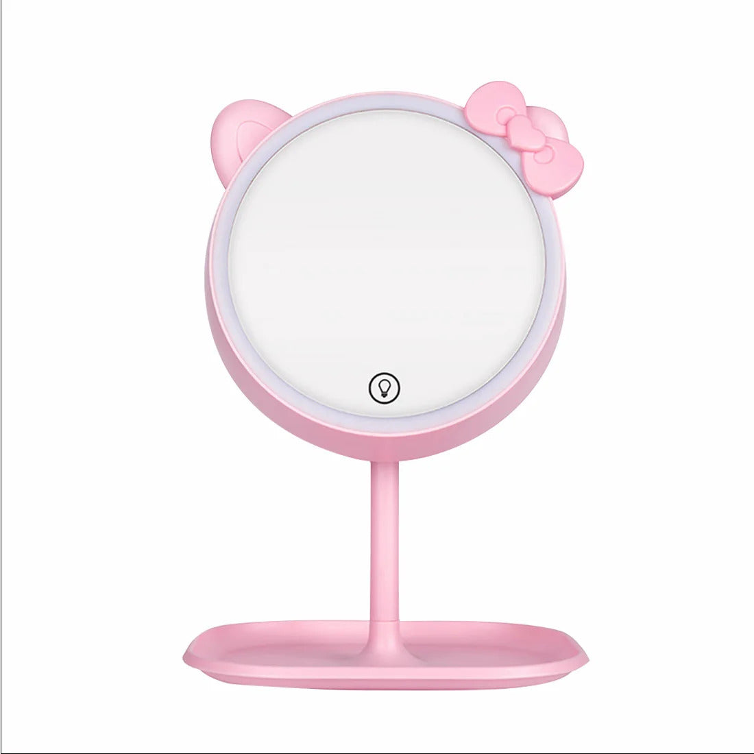 TSHOU511 cat Ear Makeup Mirror With LED Adjustable Light Touch Screen USB LED Make Up Mirror Desk Vanity Cosmetic Storage Mirror