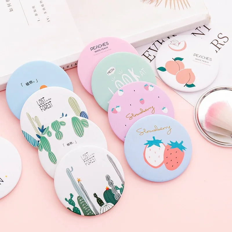 L216 Multi Styles Round Makeup Mirror Cartoon Pattern Portable Compact Pocket Women Girl Cosmetic Small Compact Mirrors