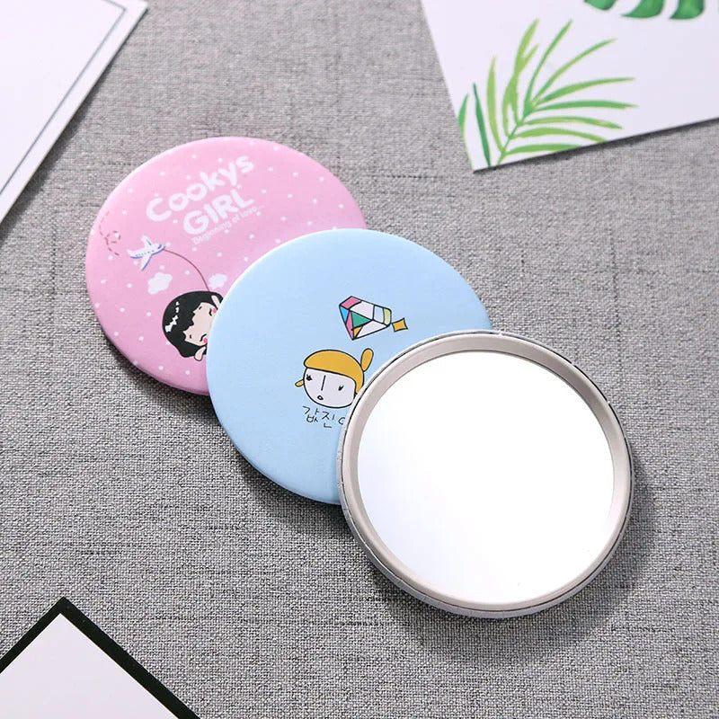 TSHOU792 Lady Portable MIni Makeup Mirror Cute Cartoon Pattern Portable Compact Pocket Mirror Women Mini Cosmetic Mirror For