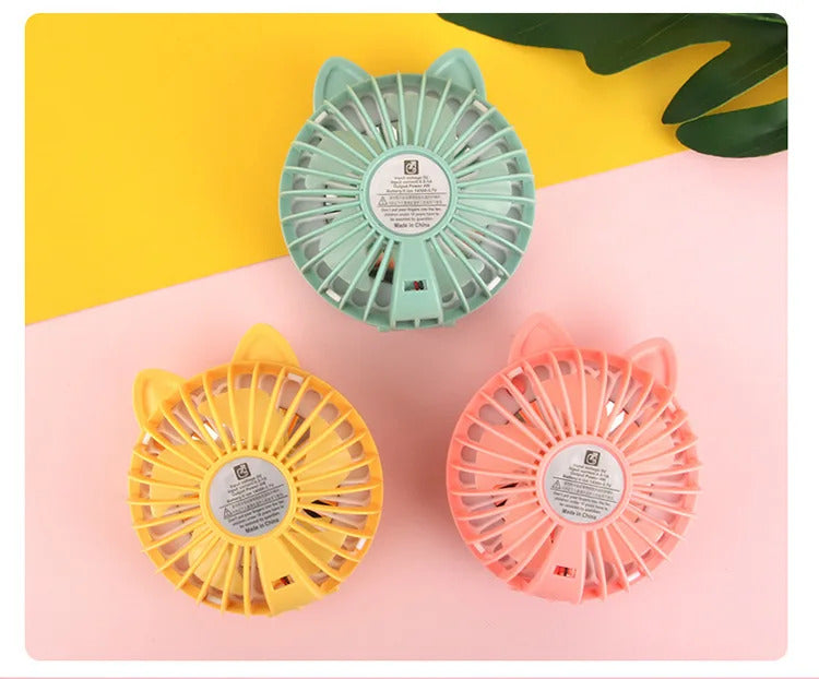 CX151 Cute Cat Portable Mini Pocket Fan Rechargeable LED Fill Light with Makeup Mirror Is Portable for- You To Put Into The Back