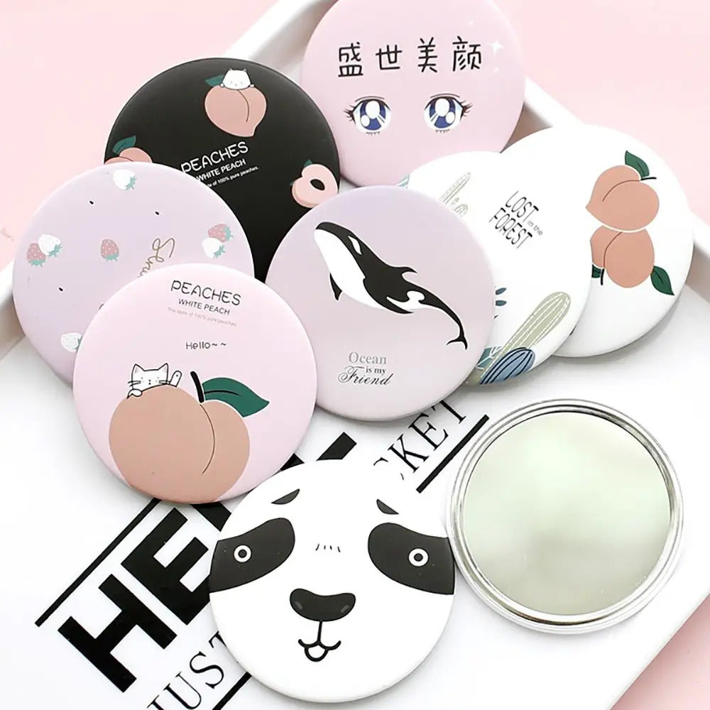 TSHOU674 Makeup Mirror Portable Hand Mini Make Up Mirror Travel Round Pocket Cosmetic Mirror Portable Beauty Makeup Accessories