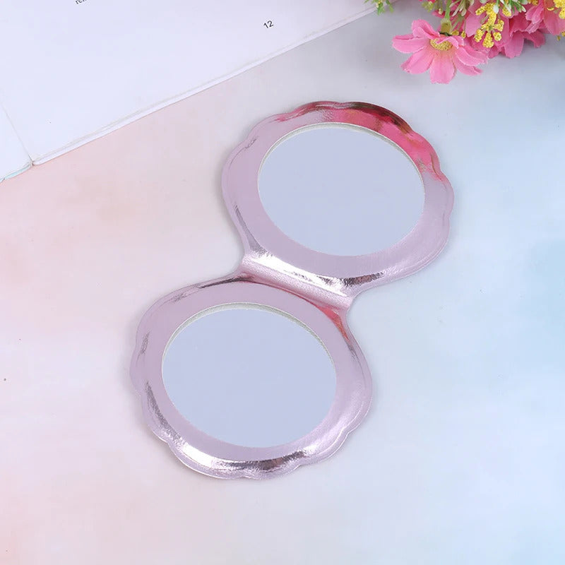 L609 Portable Makeup Mirror Shell PU Leather 1:2 Magnifier Make Up Mirrors Girls 2-Face Pocket Cosmetics Mirror 1PCS