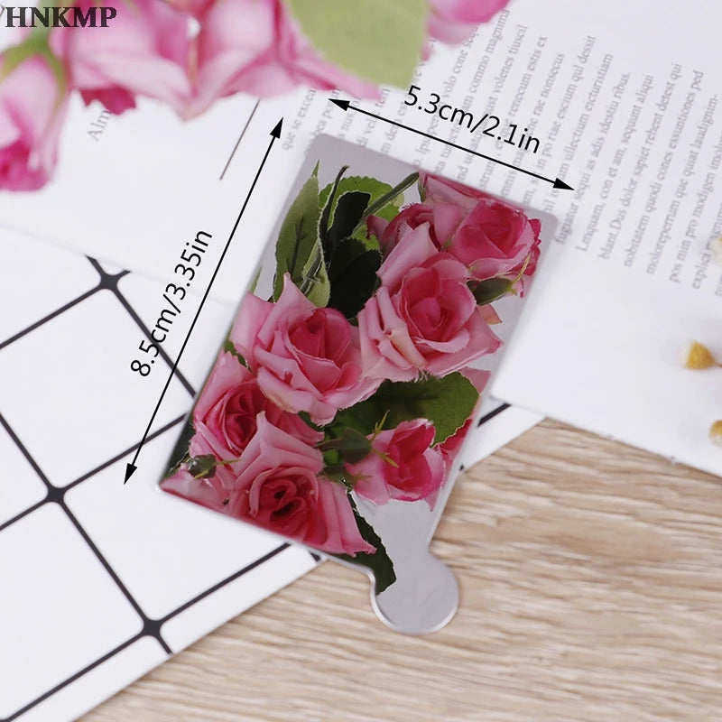 L363 Portable Travel Fashion Stainless Steel Cosmetic Mirror Shatter-proof Makeup Mirror With Carry Sleeve Birthday Gift