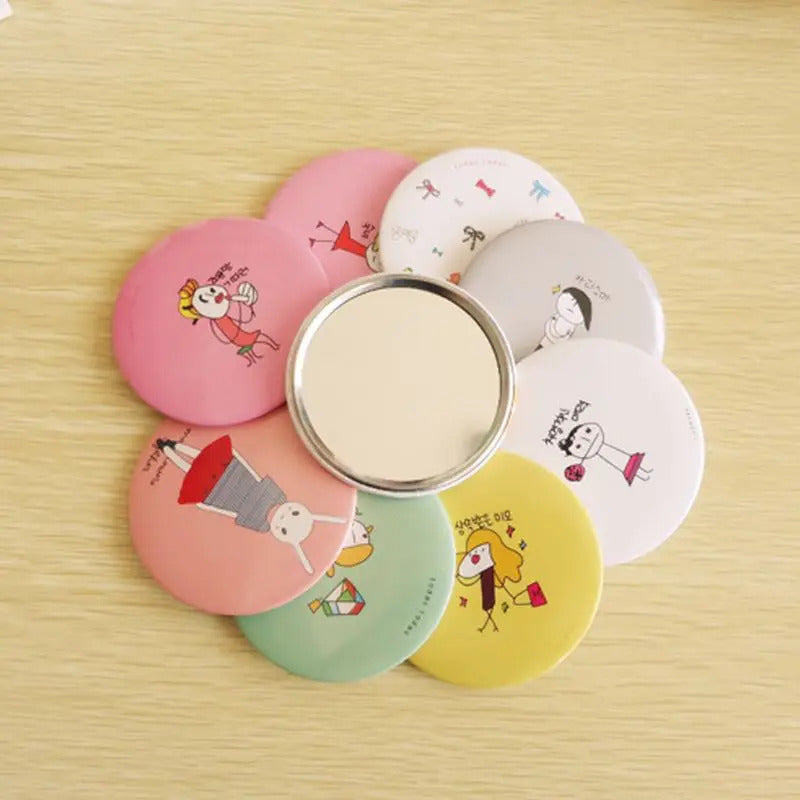 DSHOU263  Cute Cartoon Mini Portable Circular Hand Mirror Pocket Portable Makeup Tool