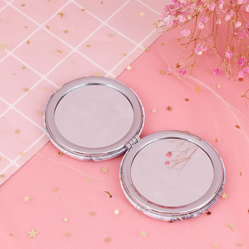 TSHOU627  Marble Pattern Portable Double Sided Mirror Foldable Pocket Makeup Mirror Women Girls Beauty Cosmetic Compact Mirror