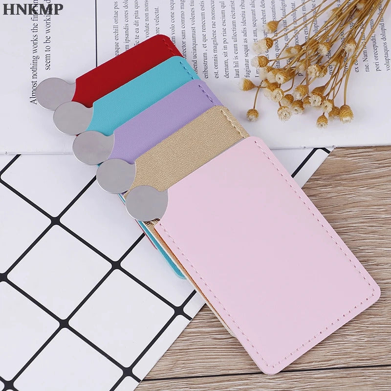 TSHOU790 Portable Travel Fashion Stainless Steel Cosmetic Mirror Shatter-proof Makeup Mirror With Carry Sleeve Birthday Gift