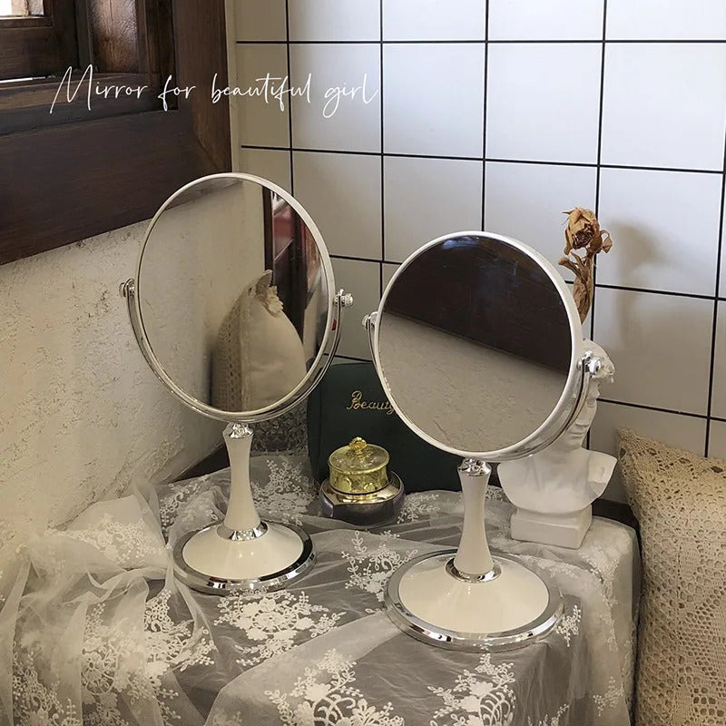 L248 Stand Makeup Compact Mirror Magnification Tabletop Vanity Table Round Mirror Double Sided Makeup Tool