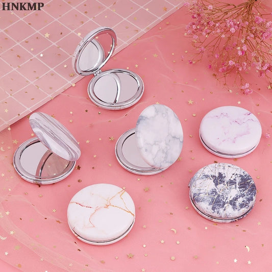 TSHOU1236  Marble Pattern Portable Double Sided Mirror Foldable Pocket Makeup Mirror Women Girls Beauty Cosmetic Compact Mirrors