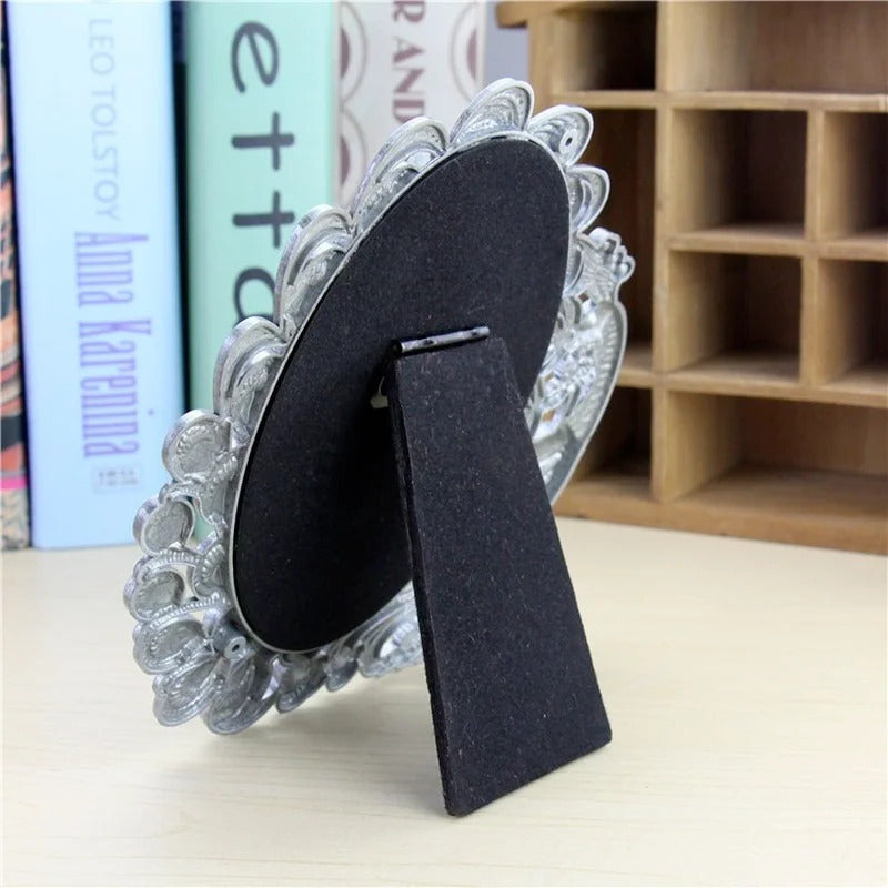 CASHOU21 Standing Mirror for Bedroom Folding Desktop Makeup Mirror Retro Euporen 3D Peacock Pattern Princess Mirror with Storage