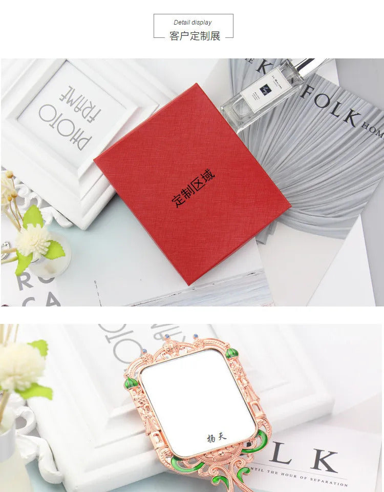 TSHOU575 Handle Mirror Comb Retro Euporen 3D Butterfly Pattern Portable Makeup Mirror Comb Set Princess Mirror