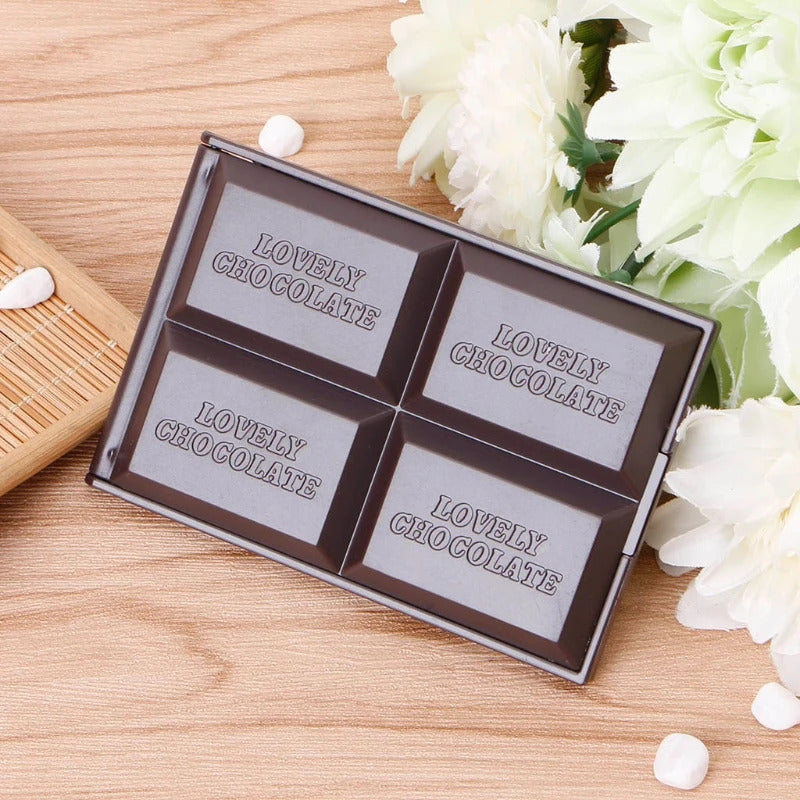 L195 Cute Chocolate Cookie Shaped Square Pocket Mirror Mini Foldable Makeup Mirror U2JD