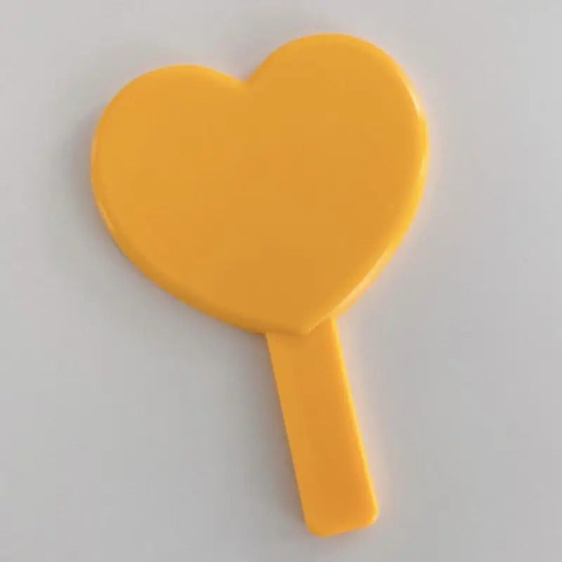 DA11 Portable Cute Peach Heart Shaped Handheld Mirror with Handle Single Side Candy Color Women Bathroom Makeup Cosmetic Tool