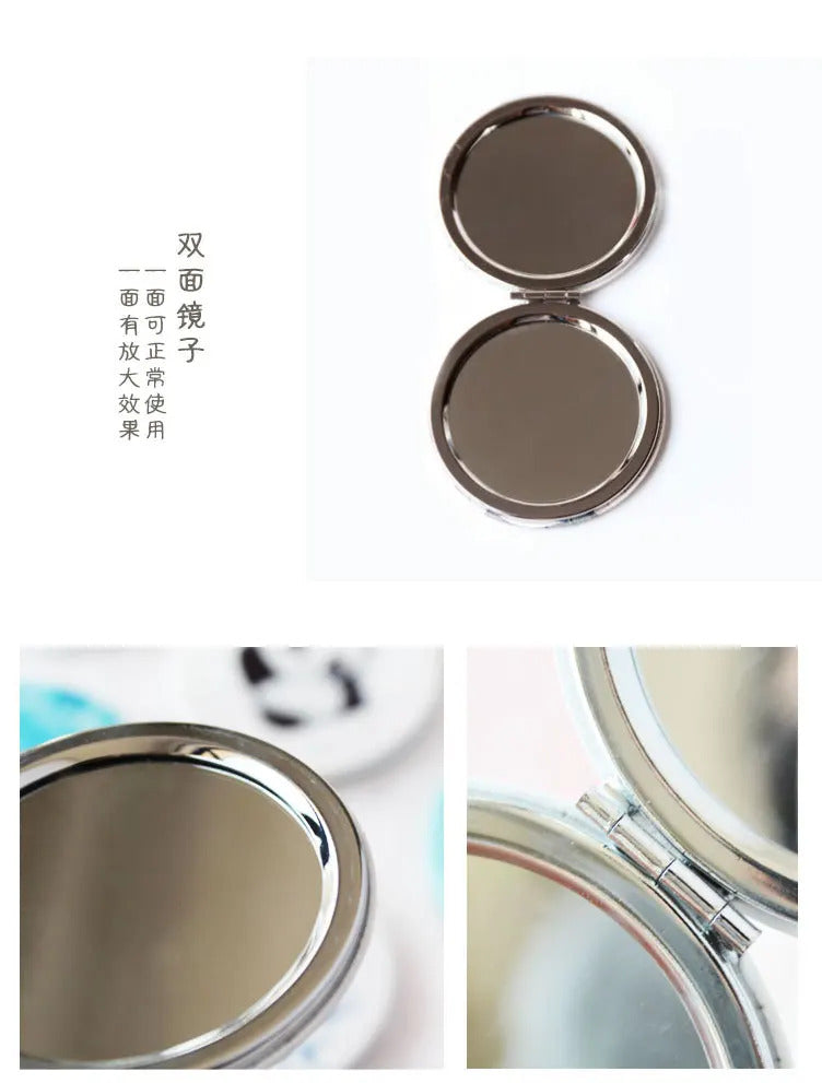 TSHOU753 Cute Mini Makeup Mirror Dual Sides Foldable Compact Mirrors Pocket Cosmetic Mirror Suitable for Travel Ladies Girls