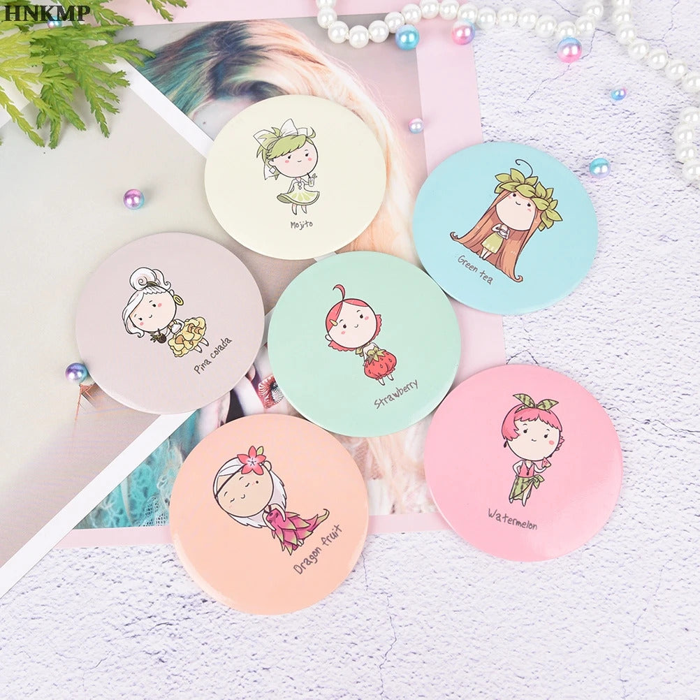 L407 Fashion Lady Portable Makeup Mirror Cartoon Pattern Portable Compact Pocket Cosmetic Mirror Mini Cute Small Creative