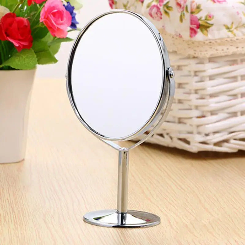 FEN68 Magnification 1：2 Makeup Mirror Dual 2 Sided Round Shape Rotating Cosmetic Mirror Stand Magnifier Mirror Standing Mirro