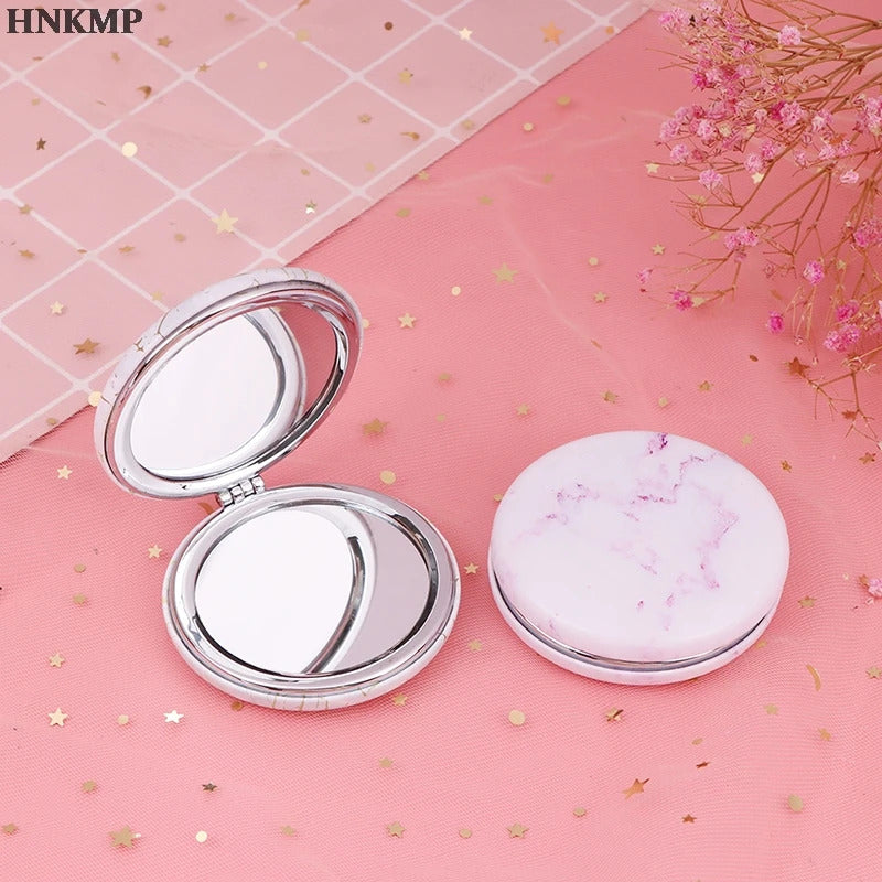 TSHOU1236  Marble Pattern Portable Double Sided Mirror Foldable Pocket Makeup Mirror Women Girls Beauty Cosmetic Compact Mirrors