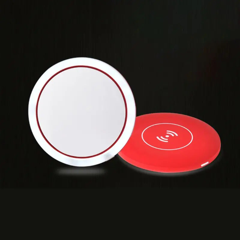 CX423  Wireless USB Charge LED Light Mini Circular Makeup Mirror Travel Cosmetic Mirror U2JD