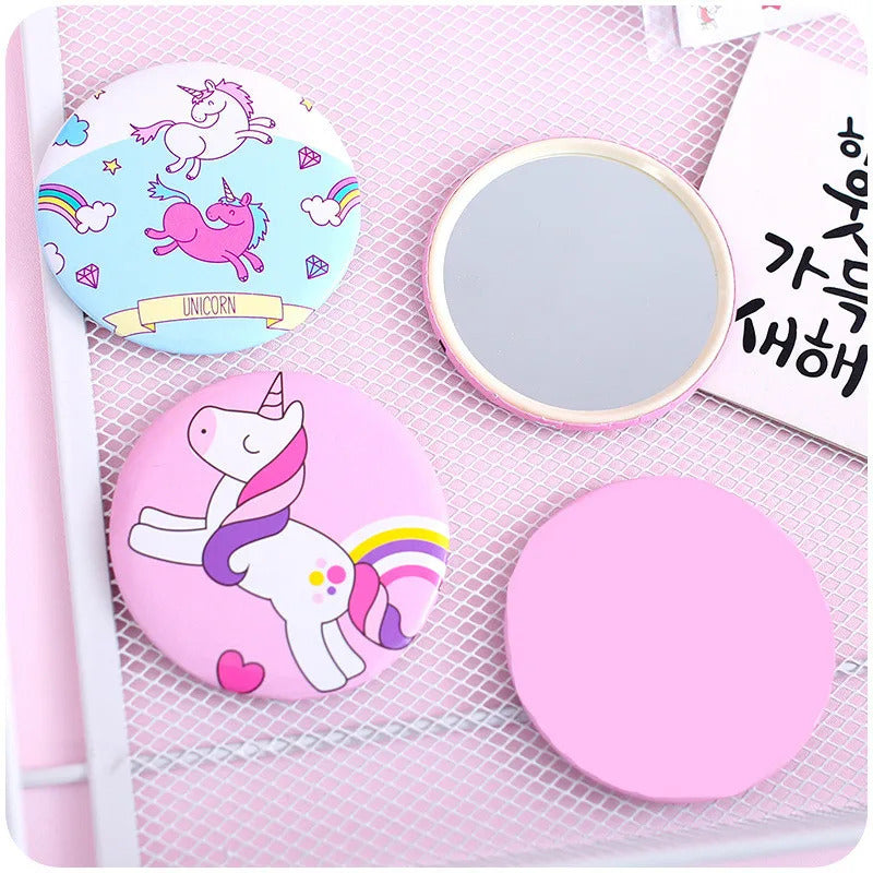 TSHOU602 Unicorn Make Up Mirror Element Mini Cosmetic Mirror Round Women Round Mini Pocket Mirrors