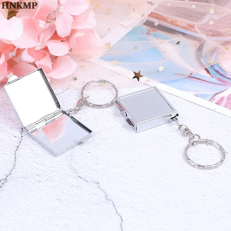 TSHOU668 Makeup Cosmetic Folding Portable Compact Pocket Makeup Mirror Lady Mini Personalised Key Ring Keychain