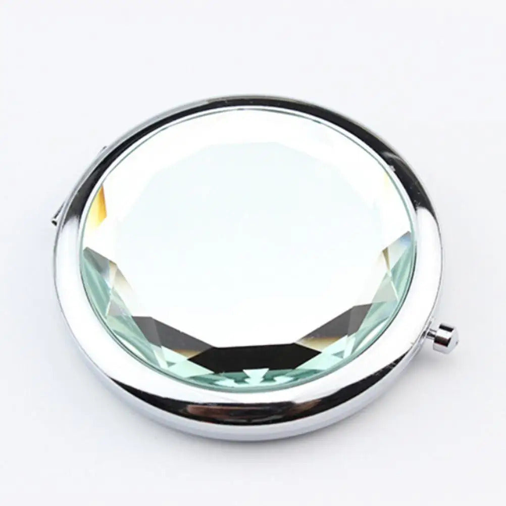 TSHOU1074 Crystal Metal Pocket Mirror Makeup Fold Round Crystal Compact Mirror Portable Cute Personalized Gifts