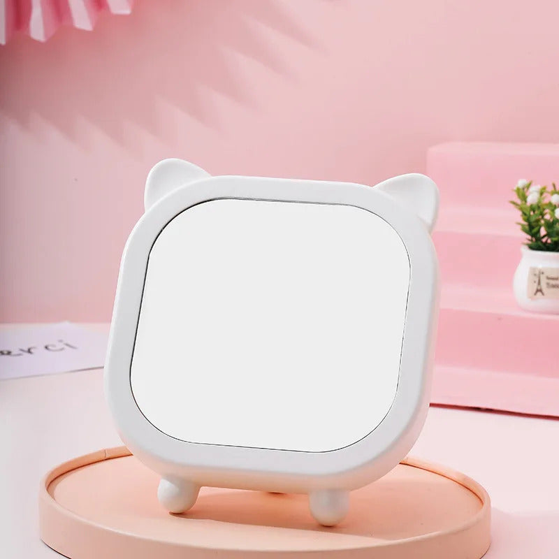 L226 Cute Round Mirror Table Makeup Mirror Hanging Dressing Decorative Mirrors Home Decor Bathroom Supplies Table Mirror Folding