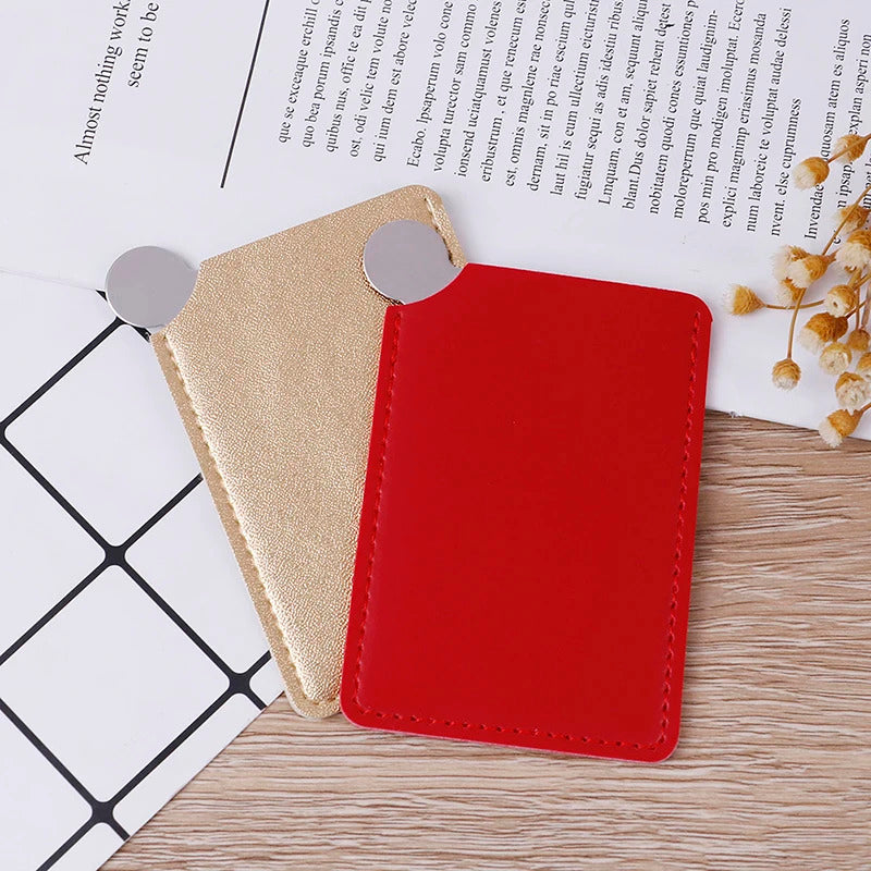 TSHOU793 Portable Travel Fashion Stainless Steel Cosmetic Mirror Shatter-proof Makeup Mirror With Carry Sleeve Birthday Gift