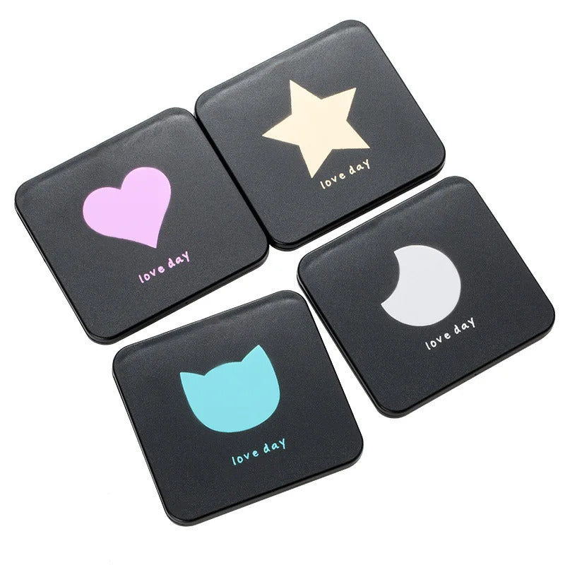 SET42 Double-sided Mirror Foldable Makeup Mirrors Lady Cosmetic Hand Folding Portable Compact Pocket
