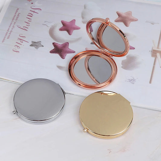 TSHOU732 Portable Folding Mirror Compact Stainless Steel Metal Makeup Cosmetic Pocket Mirror Beauty Accessories