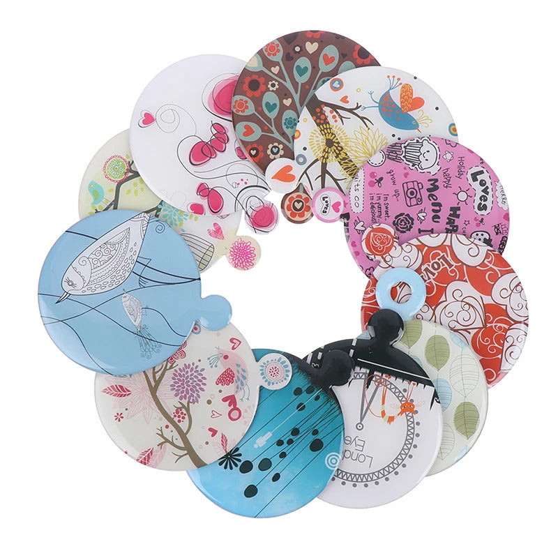 CX382 Mini Make Up Mirror Makeup Mirror Portable Hand Travel Round Pocket Cosmetic Mirror