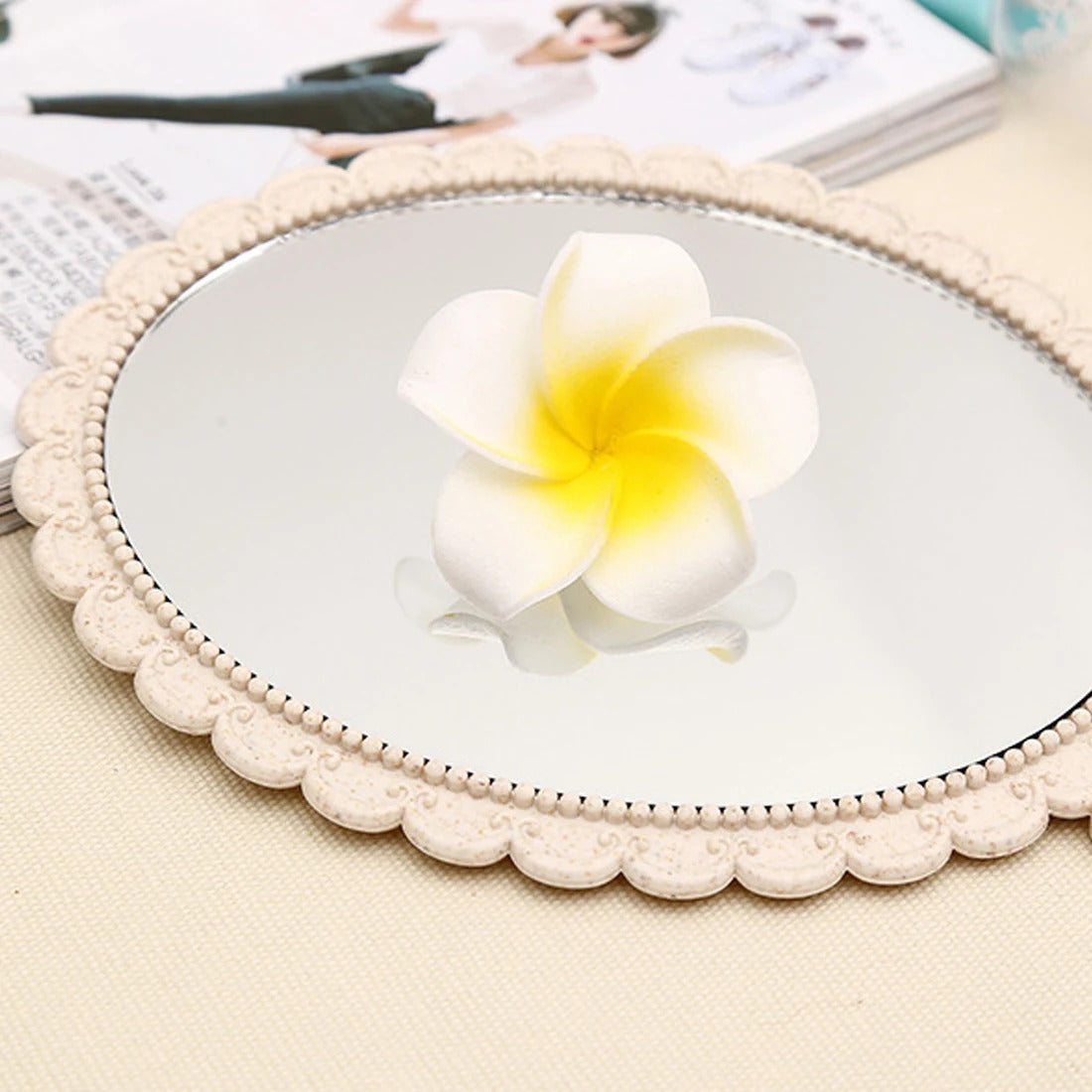 L289 hot European Style Vintage Handheld Roses Mirror Princess Women Girls Oval Vanity Makeup Cosmetic Tool with Anti-Slip