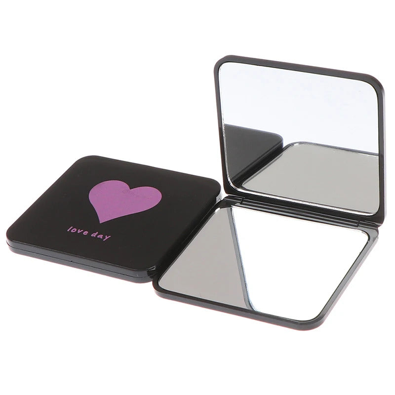DSHOU286  Women Foldable Makeup Mirrors Double-sided Mirror Lady Cosmetic Hand Folding Portable Compact Pocket Random Color