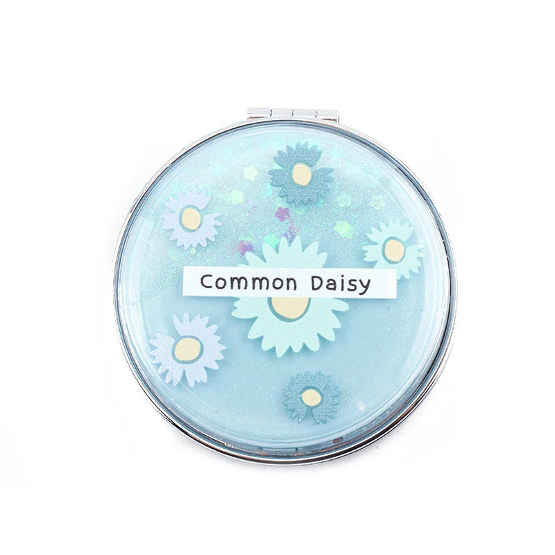 TSHOU856 Mini Makeup Fresh Flowers Mirror Compact Pocket Mirror Portable Double-Sided Folding Cosmetic Mirror Gifts