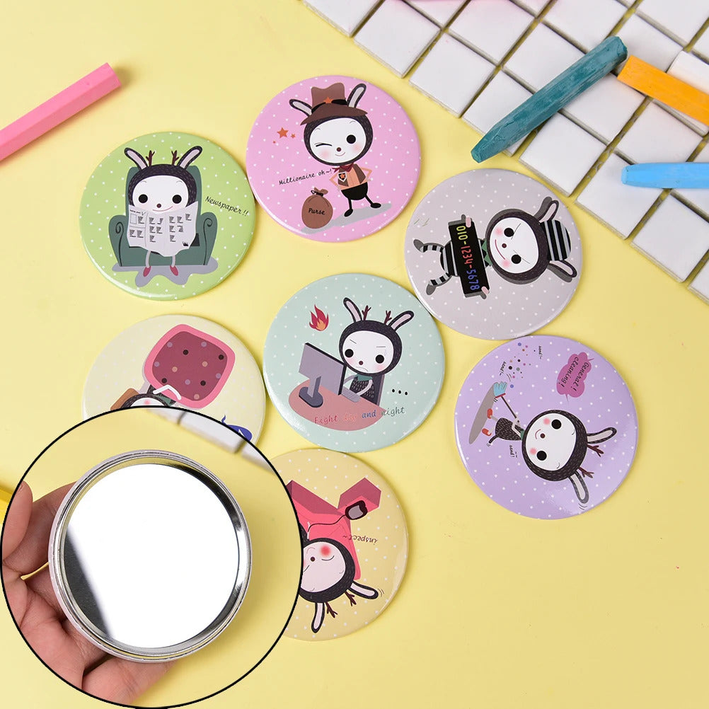 TSHOU741 Cute Annimal Mini Small Pocket Makeup Mirror Cosmetic Compact Metal Mirrors Color Random Make Up Mirrors