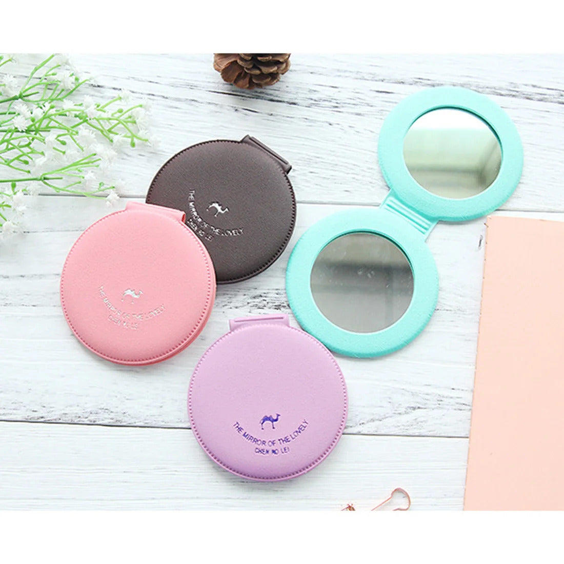 tshou497  selling Cute Makeup Mirror Women Foldable Makeup Mirrors Tool Lady Cosmetic Hand Folding Portable Mirror