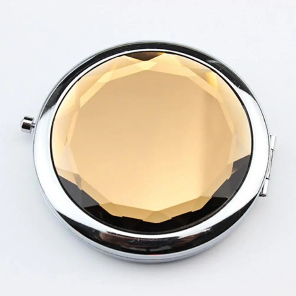 TSHOU1074 Crystal Metal Pocket Mirror Makeup Fold Round Crystal Compact Mirror Portable Cute Personalized Gifts