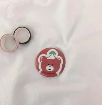 SET68 Heart Shaped Cherry Mini Makeup Mirror Compact Pocket Mirror Portable Double-Sided Folding Cosmetic Mirror Women Gifts
