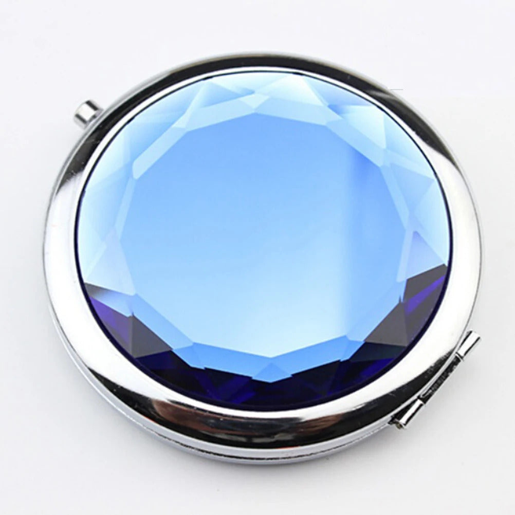 TSHOU1074 Crystal Metal Pocket Mirror Makeup Fold Round Crystal Compact Mirror Portable Cute Personalized Gifts