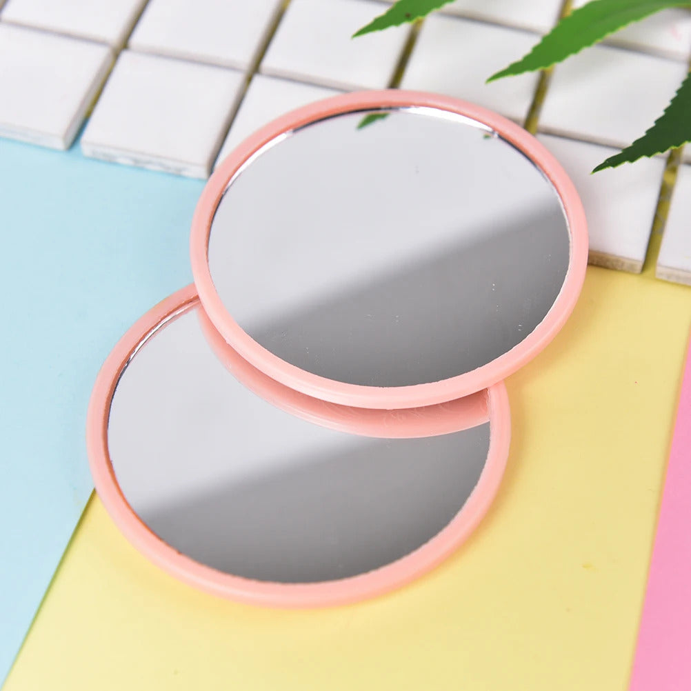 CX285 Mini Pocket Makeup Mirror Cosmetic Compact Metal Mirrors Color Random Dia 7cm