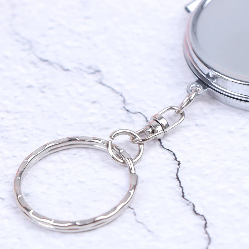 L21 1PCS Key Chain Pocket Compact Makeup Cosmetic Mirror Portable Folding Mirror With Key Ring