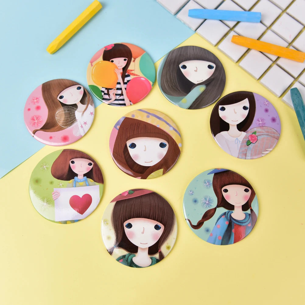 L445 Kawaii RANDOM Girl Mini Pocket Makeup Mirror Cosmetic Compact Mirrors Espelho De Maquiagem Espejos De Bolsillo