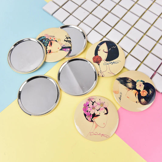 CX385 Mirrors Espelho De Maquiagem Espejos De Bolsillo Cute Girl Mini Pocket Makeup Mirror Cosmetic Compact  Random Color